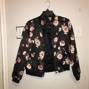 3/$15 cherry blossom bomber jacket